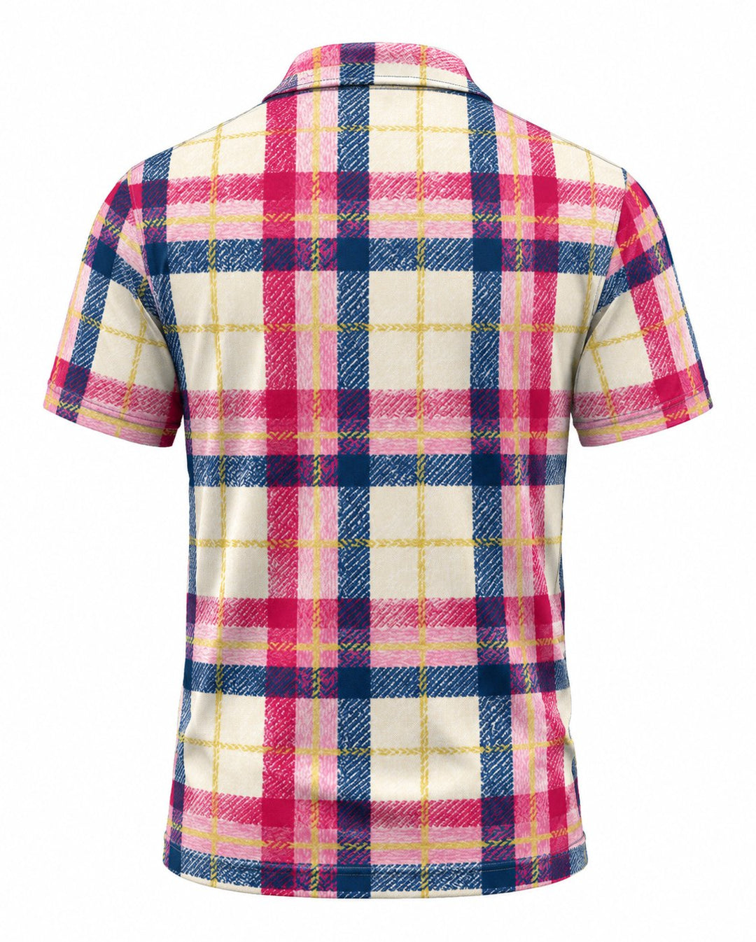 Men’s Basic Casual Checkered pattern Retro Print Button Down Polo Short-Sleeve Big &amp; Tall