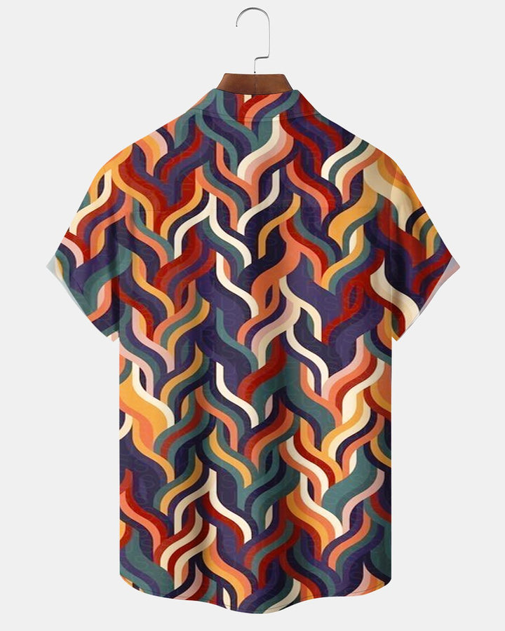 Alohadaddy® Casual Striped Geometric Print Men&