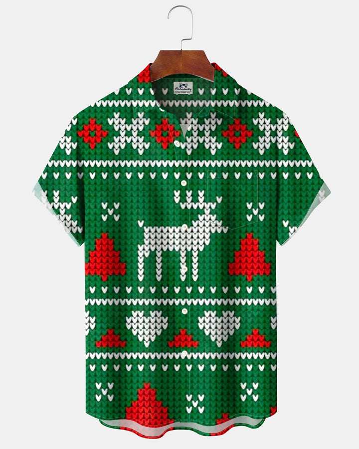 Alohadaddy® Holiday Christmas Pixel Reindeer Heart Print Men&