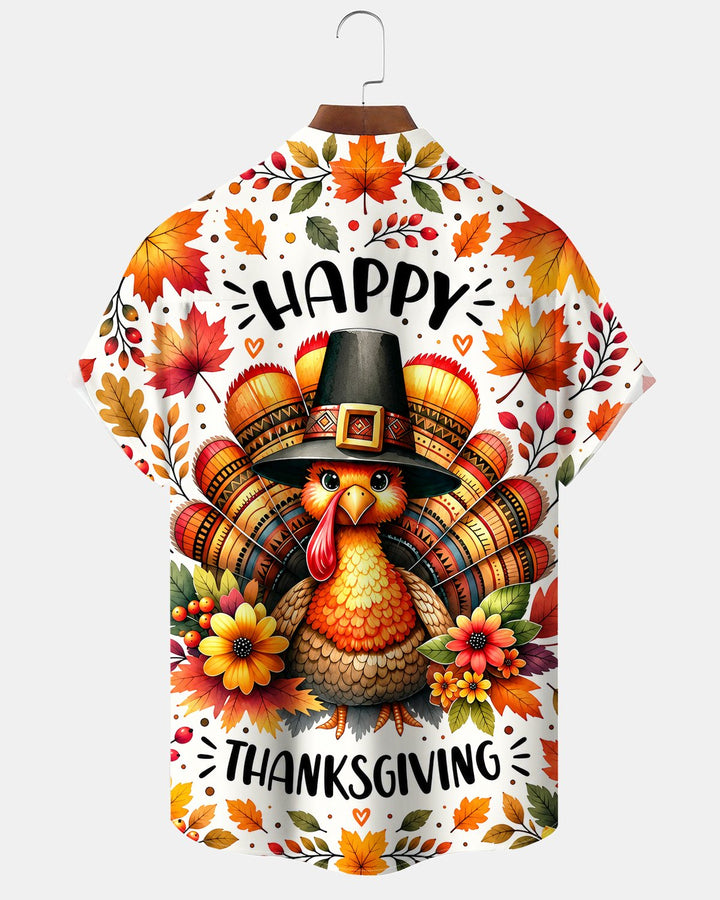 Alohadaddy® Thanksgiving Turkey Pumpkin Maple Leaf Print Men&