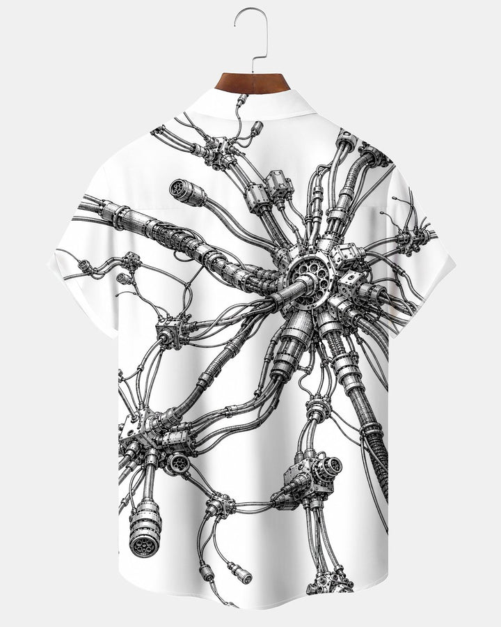 Alohadaddy® Casual Abstract Mechanical Geometric Print Men&