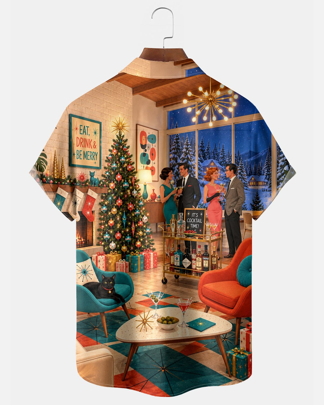 Alohadaddy® Holiday Christmas Family Gathering Portrait Christmas Tree Print Men&