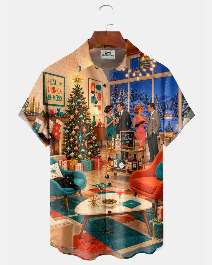Alohadaddy® Holiday Christmas Family Gathering Portrait Christmas Tree Print Men&