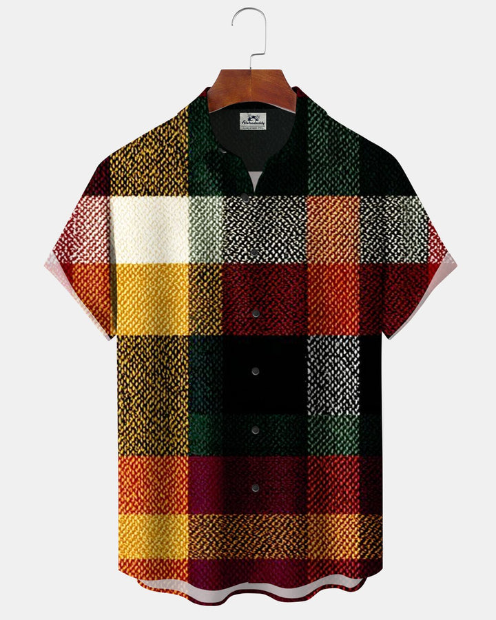 Alohadaddy® Casual Retro Check Geometric Print Men&