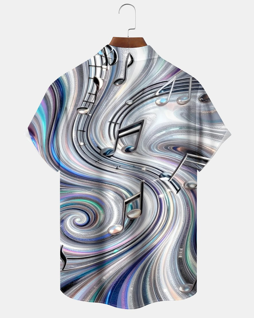 Alohadaddy® Casual Musical Note Abstract Liquid Metal Print Men&