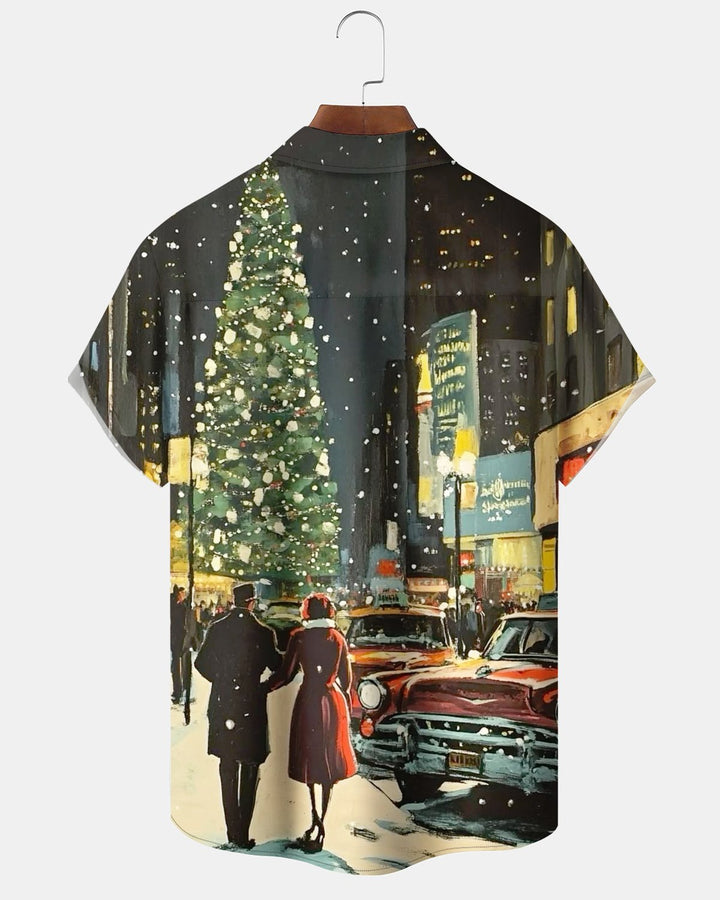 Alohadaddy® Holiday Christmas City Street Scene Portrait Print Men&