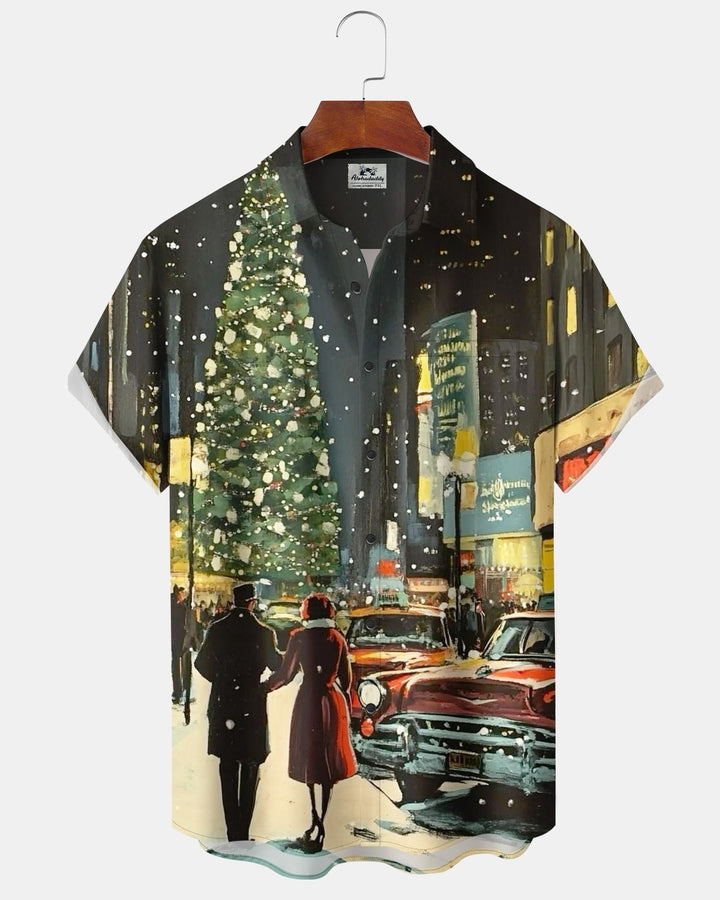 Alohadaddy® Holiday Christmas City Street Scene Portrait Print Men&