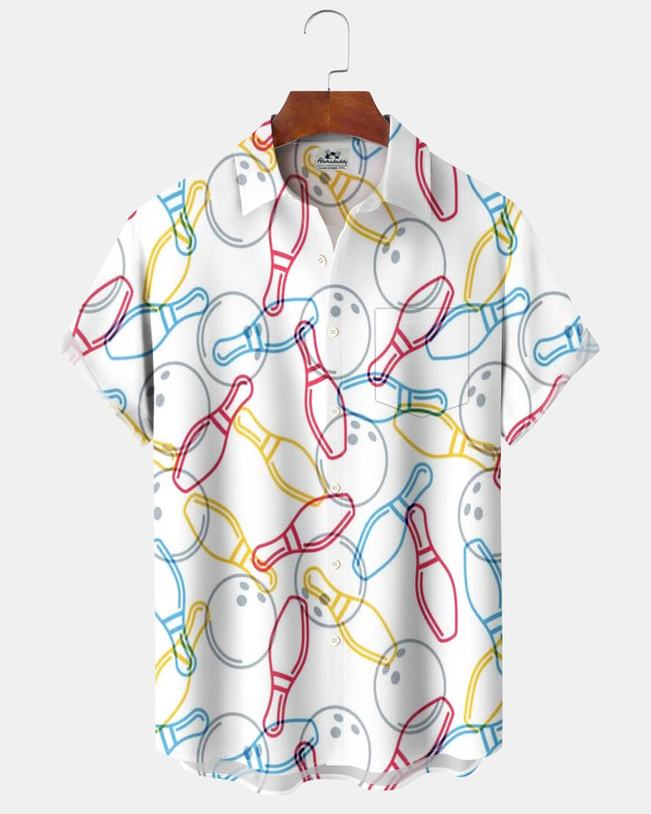 Alohadaddy® Casual Bowling Striped Abstract Print Men&