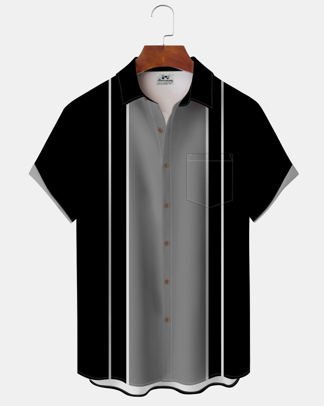 Alohadaddy® Retro Geometric Striped Bowling Shirt Print Men&