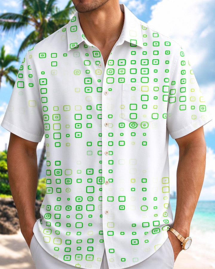Alohadaddy® Casual Geometric Check Print Men&