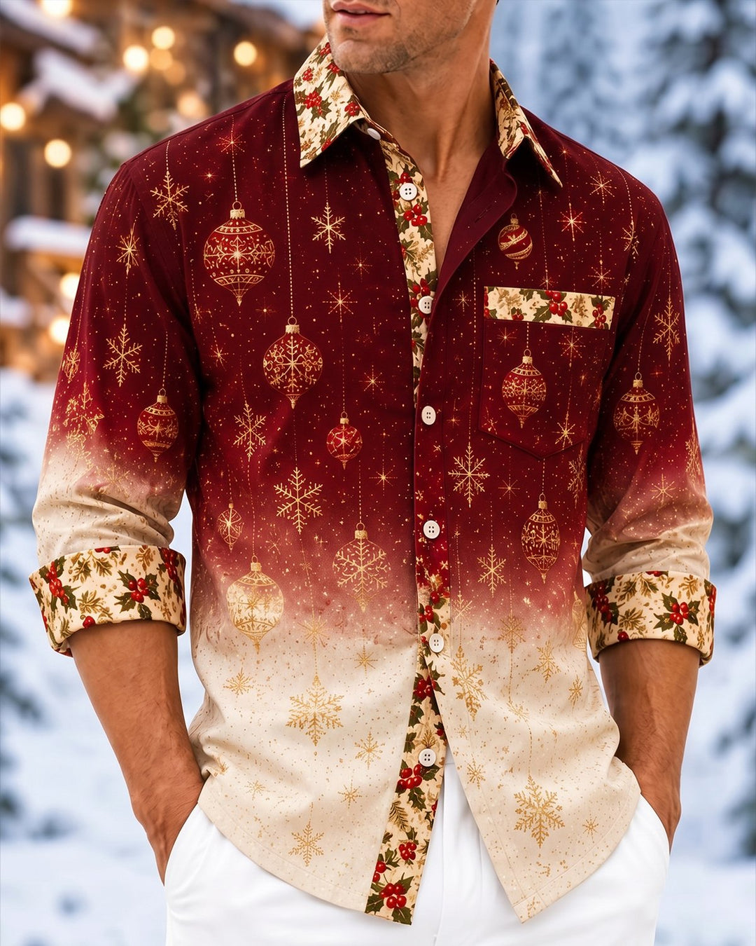 Alohadaddy® Holiday Christmas Snowflake Print Men&