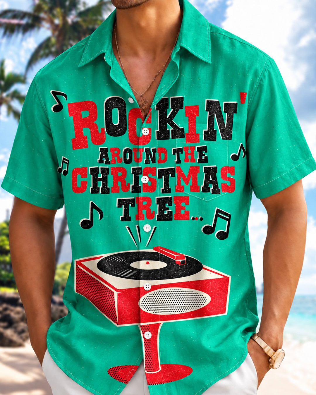 Alohadaddy® Holiday Christmas Rock Music Print Men&
