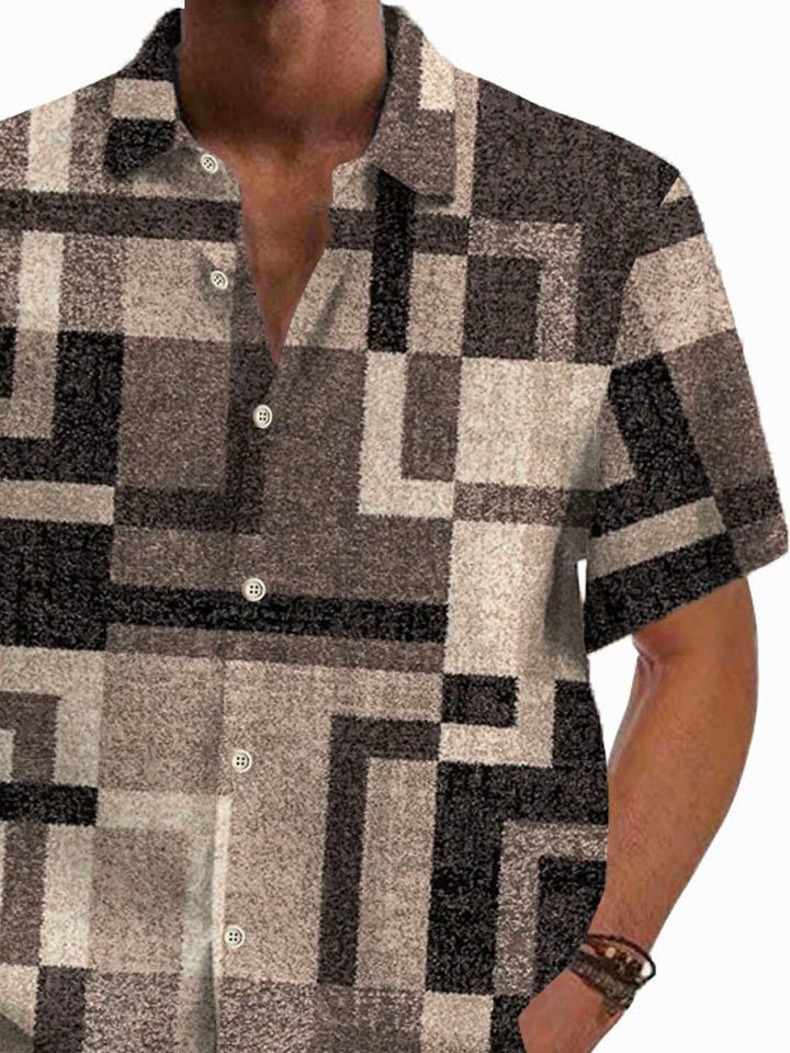Alohadaddy Retro Geometric Textured Print Men&