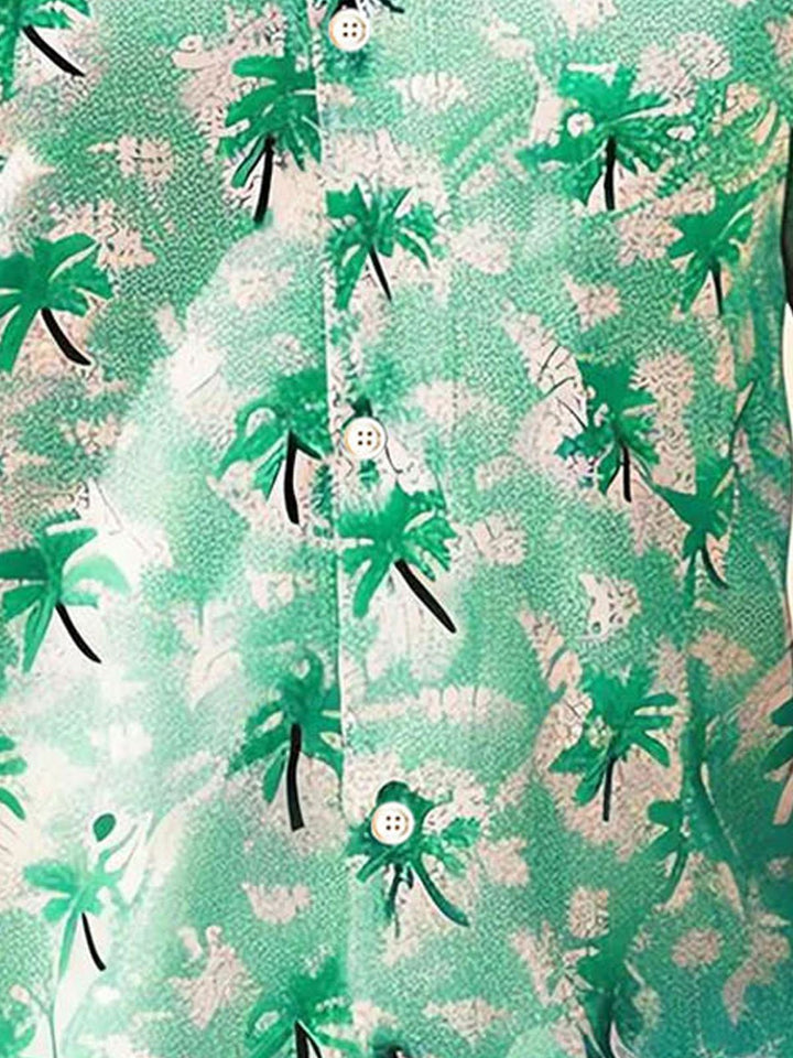 Camisa de manga corta con bolsillo abotonado y estampado digital 3D de árbol de coco hawaiano de Alohadaddy para hombre, talla grande y alta