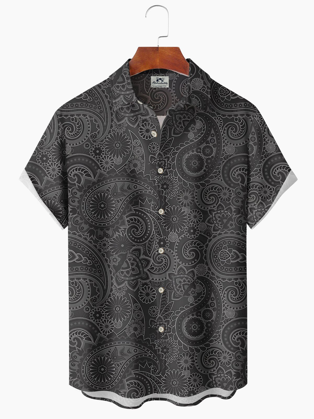 Alohadaddy Vacation Hawaii Cashew Flower Print Art Pocket Button Elastic Oversized Shirt
