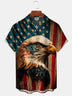 Alohadaddy Casual Independence Day American Flag Eagle Drawing Art Button Cardigan Pocket Stretch Large Size Long Short Sleeve Shirt