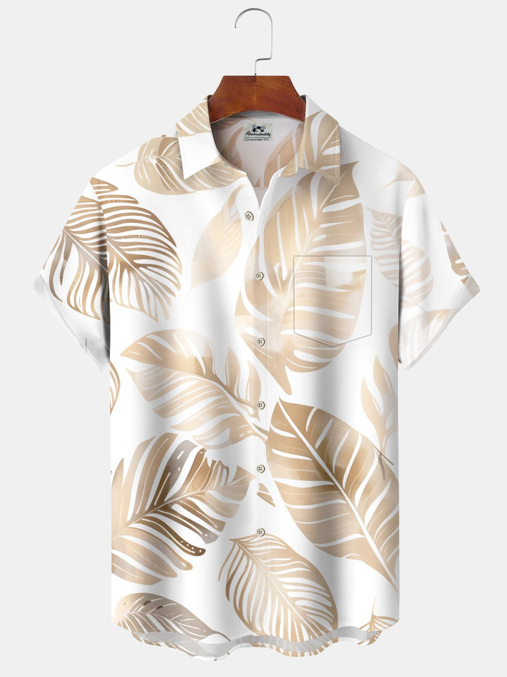 Alohadaddy® Palm Leaf Art Print Pockets Elastic Hawaiian Men&