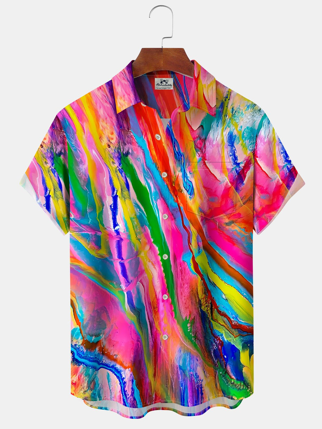 Alohadaddy® Abstract Texture Moisture Wicking Chest Pocket Hawaiian Men&