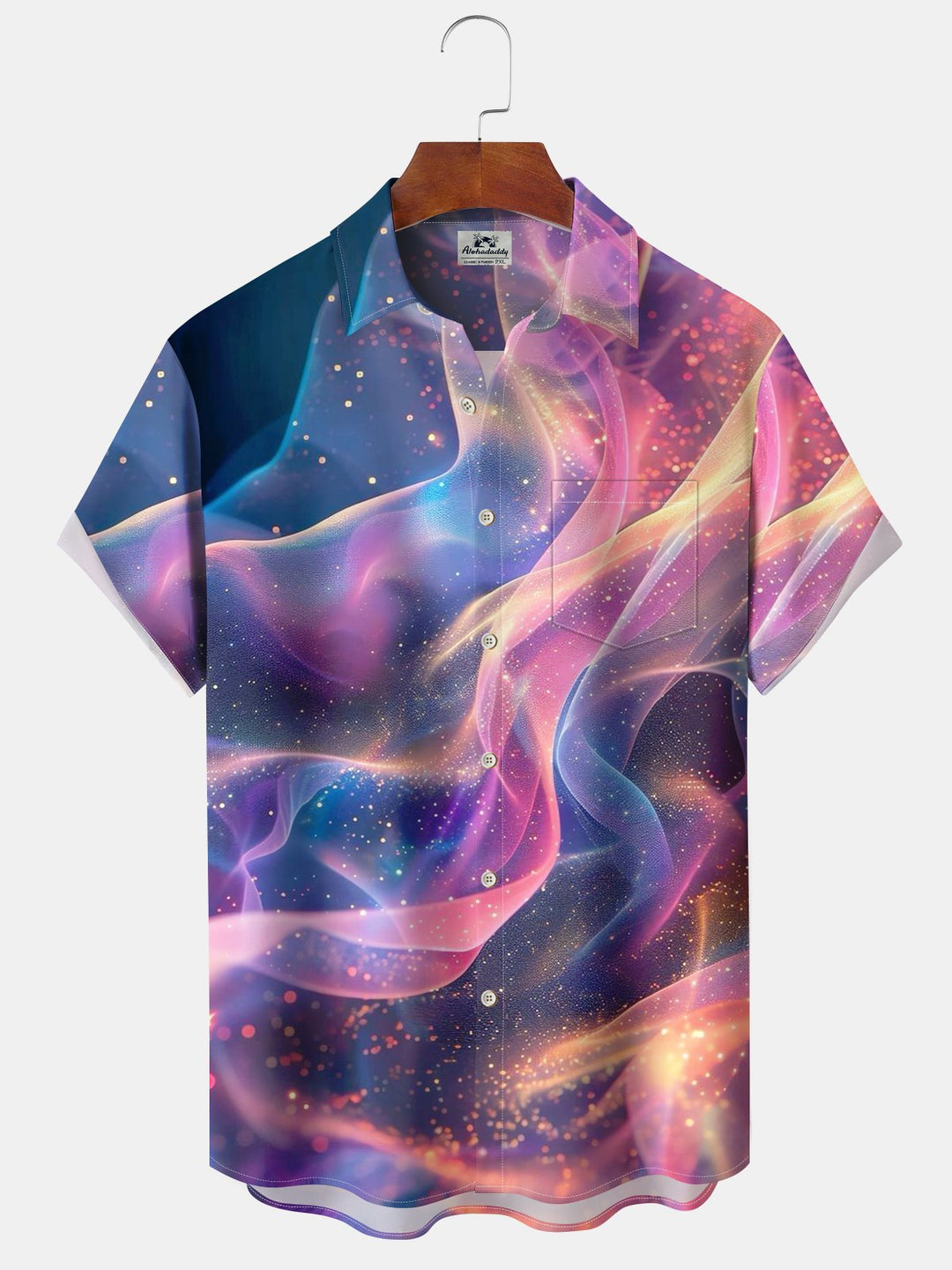 Alohadaddy® Casual Abstract Texture  Chest Pocket Stretch Oversized Men&