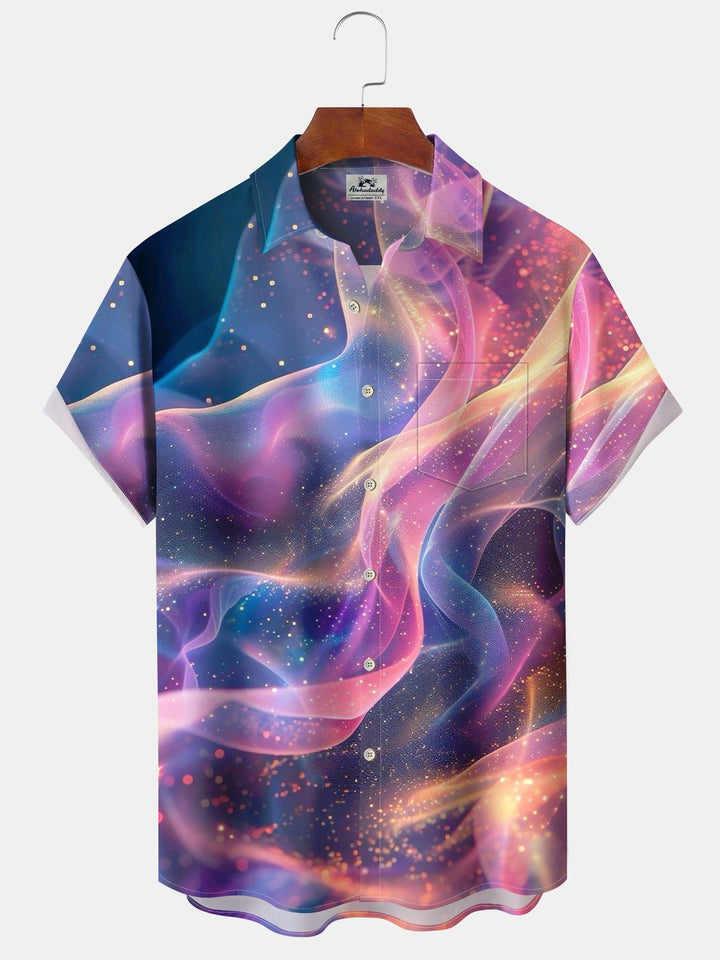 Alohadaddy® Casual Abstract Texture  Chest Pocket Stretch Oversized Men&