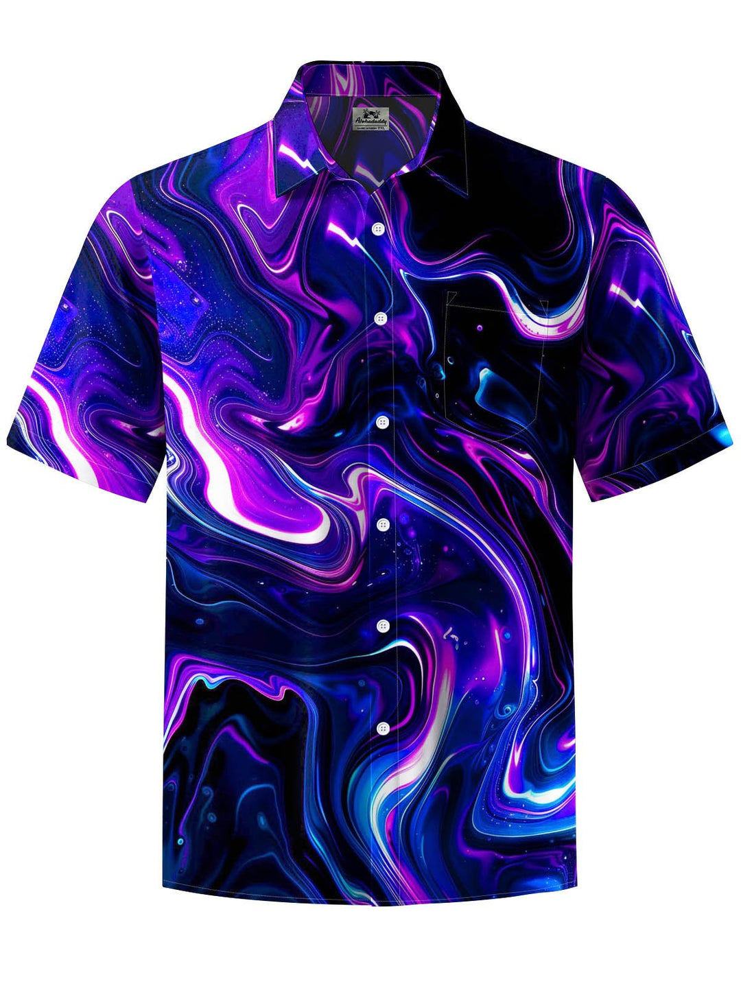 Alohadaddy® Casual Abstract Texture Print Stretch Large Size Chest Pocket Men&