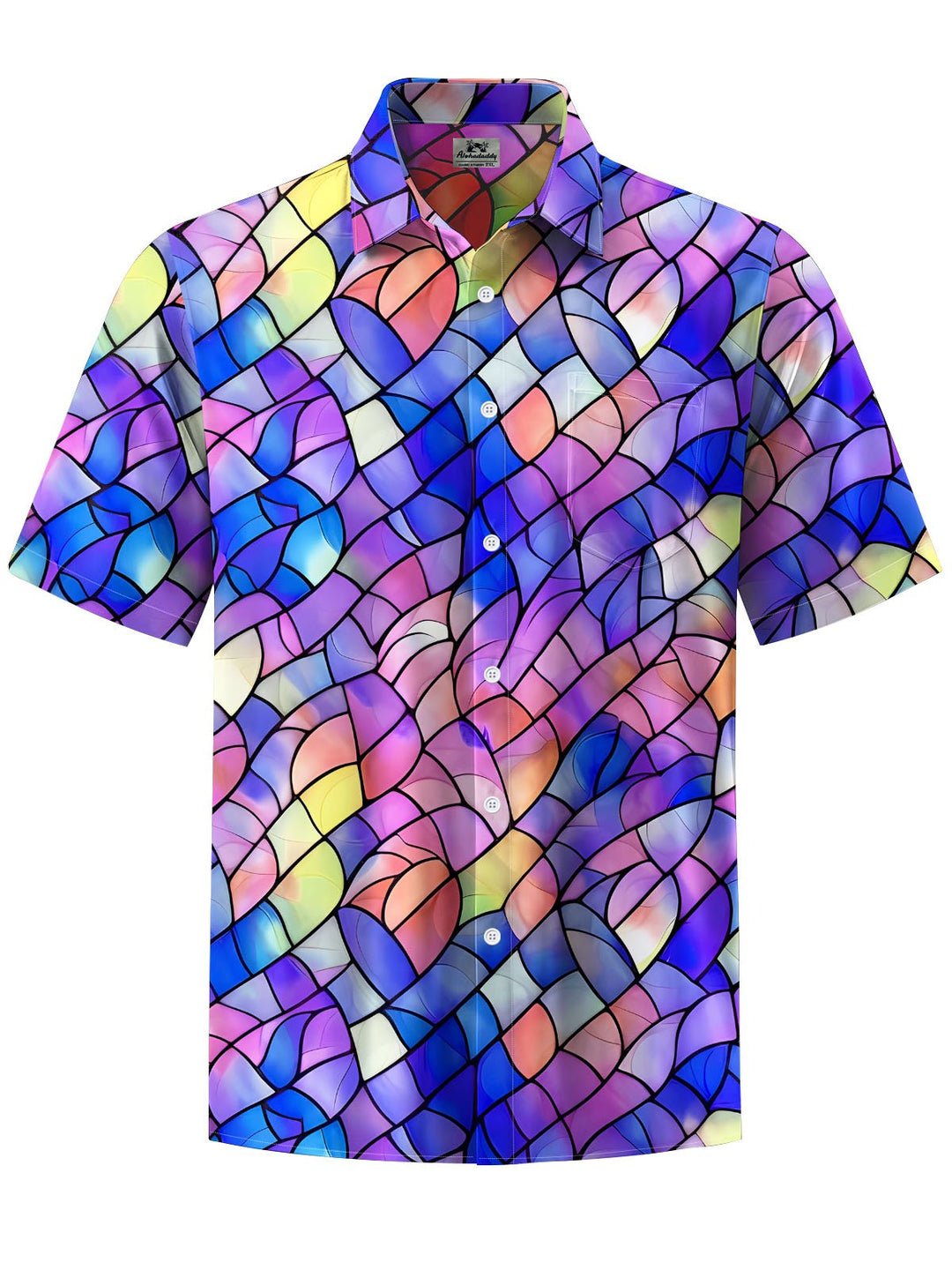 Alohadaddy® Vintage Geometric Print Chest Pocket Men&