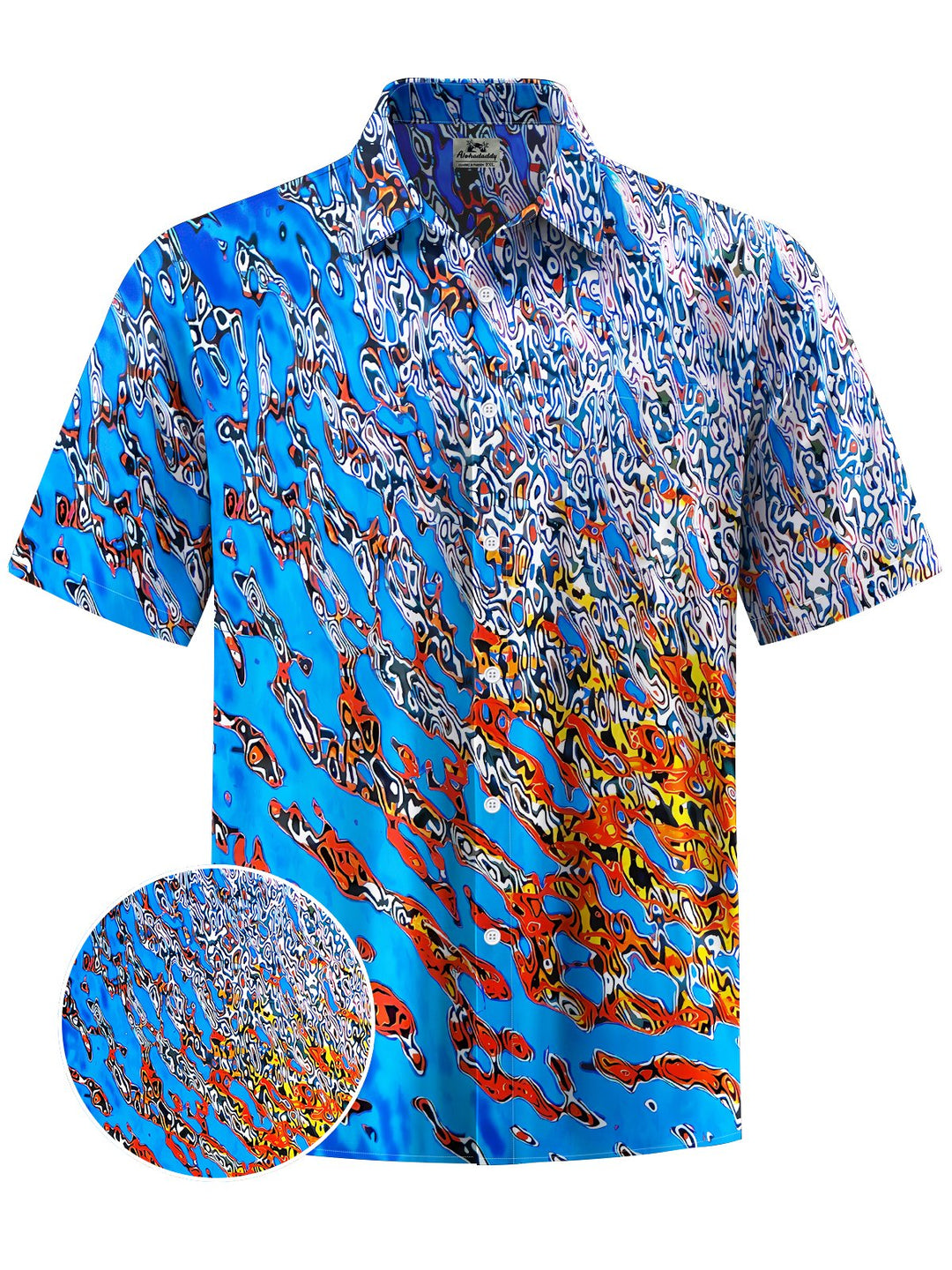 Alohadaddy® Casual Gradient Abstract Art Print Chest Pocket Men&