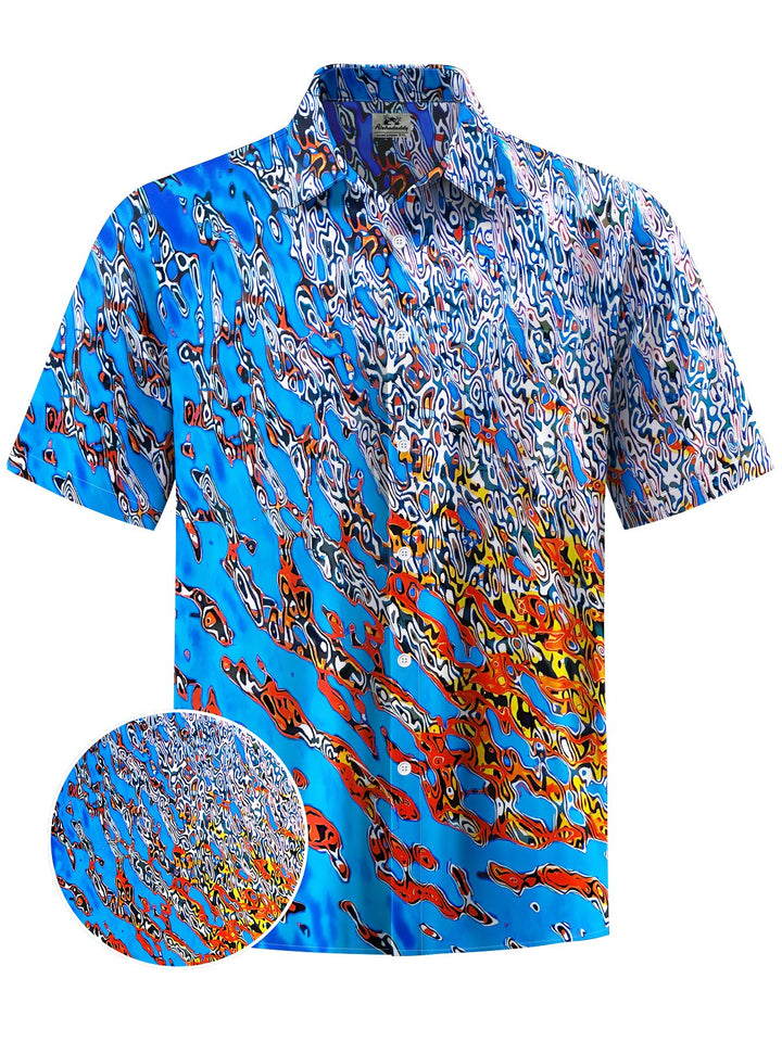 Alohadaddy® Casual Gradient Abstract Art Print Chest Pocket Men&