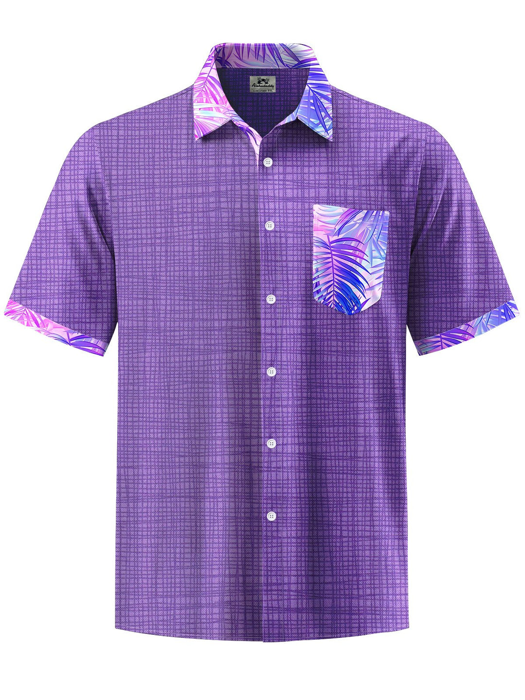 Alohadaddy® Hawaiian Palm Leaf Contrast Art Print Chest Pocket Men&