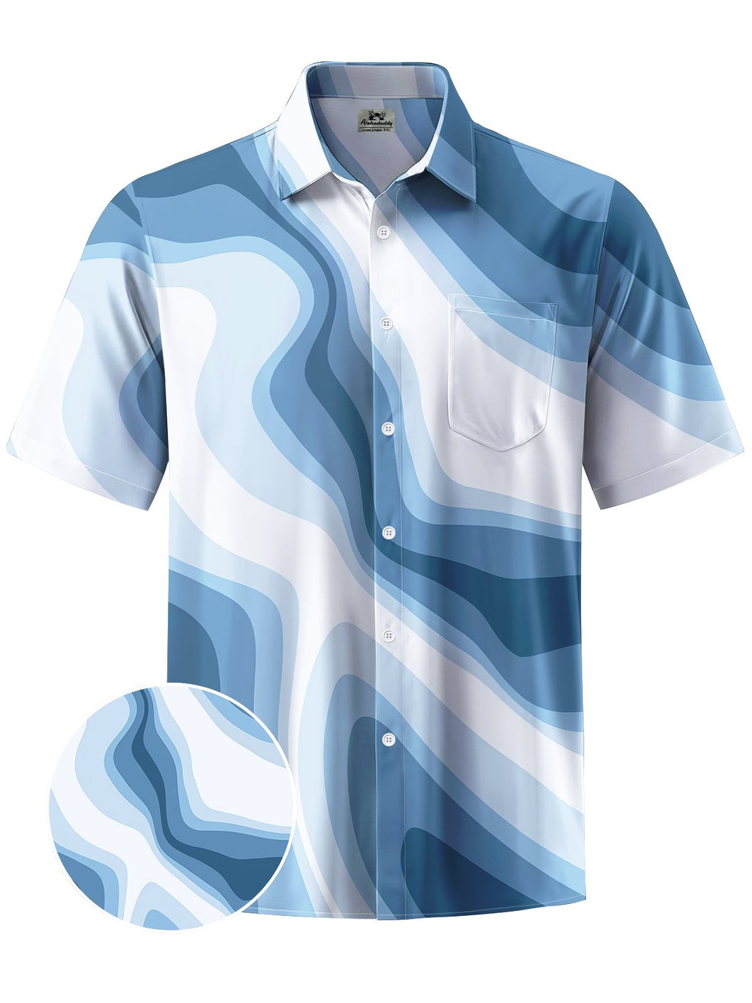 Alohadaddy® Casual Geometric Art Print Chest Pocket Men&