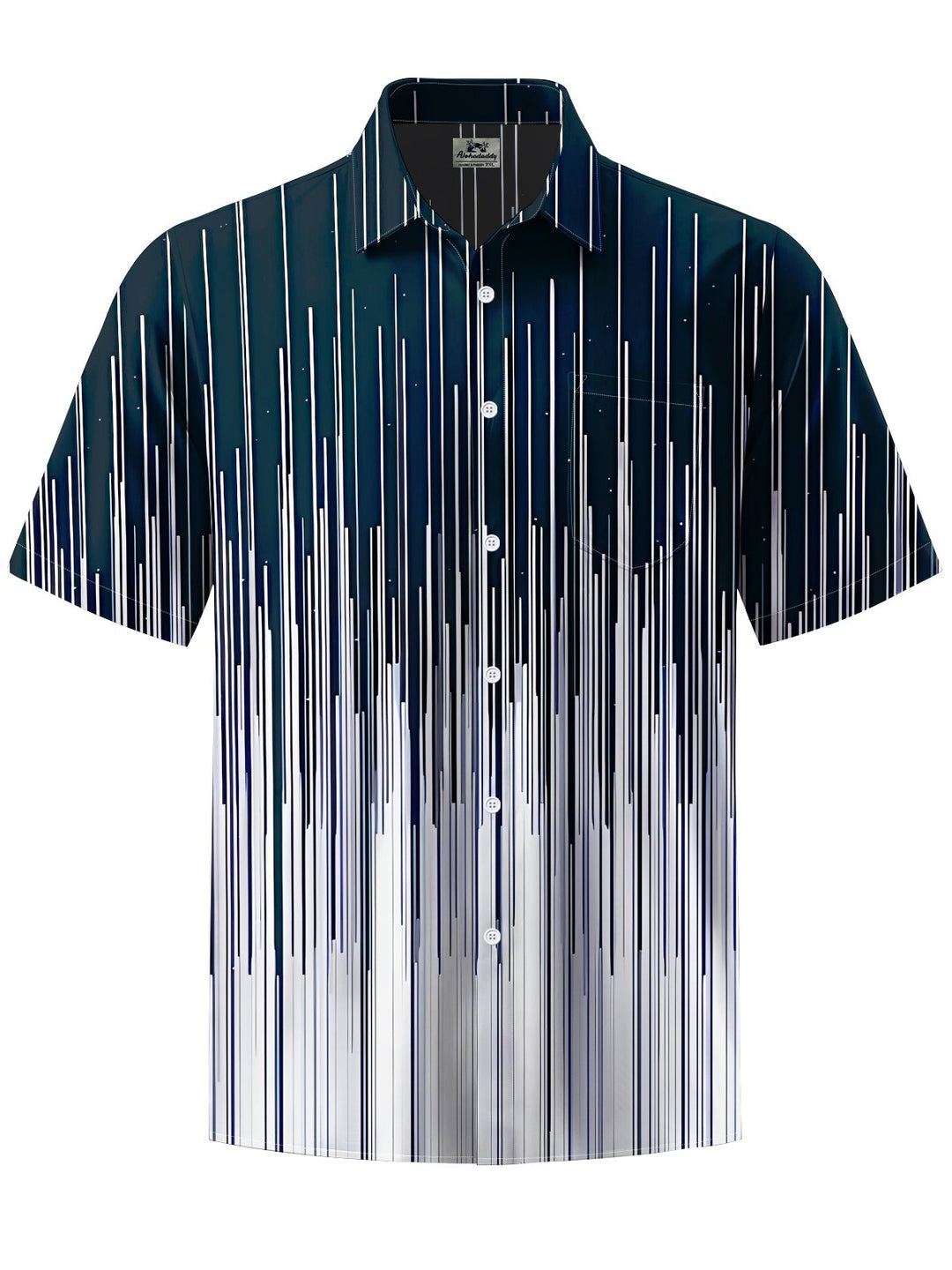 Alohadaddy® Casual Stripes Art Print Moisture Wicking Chest Pocket Mens Short Sleeve Shirt Big &amp; Tall