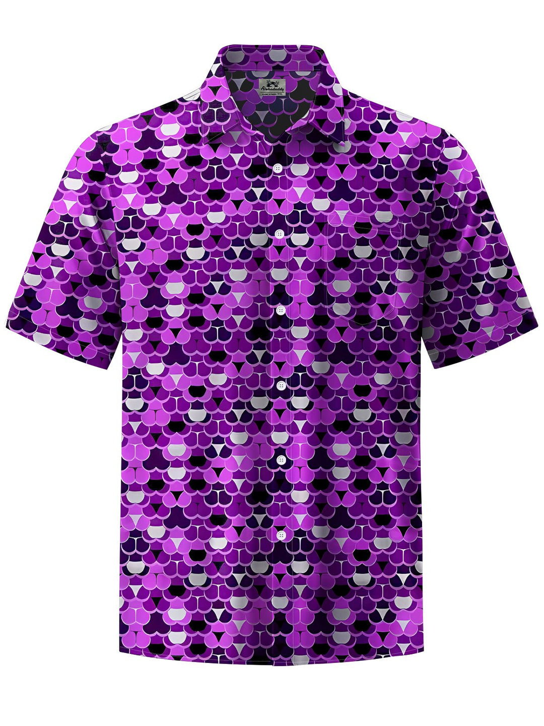 Alohadaddy® Casual Geometric Golf Art Print Chest Pocket Men&