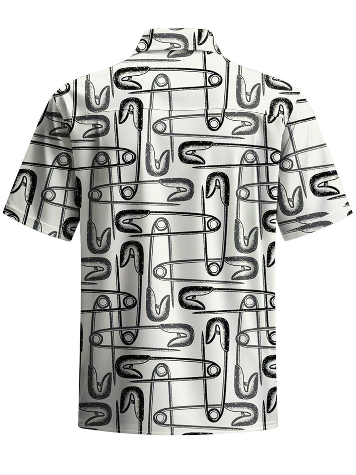 Alohadaddy® Vintage Paper Clip Art Chest Pocket Mens Short Sleeve Shirt Big &amp; Tall