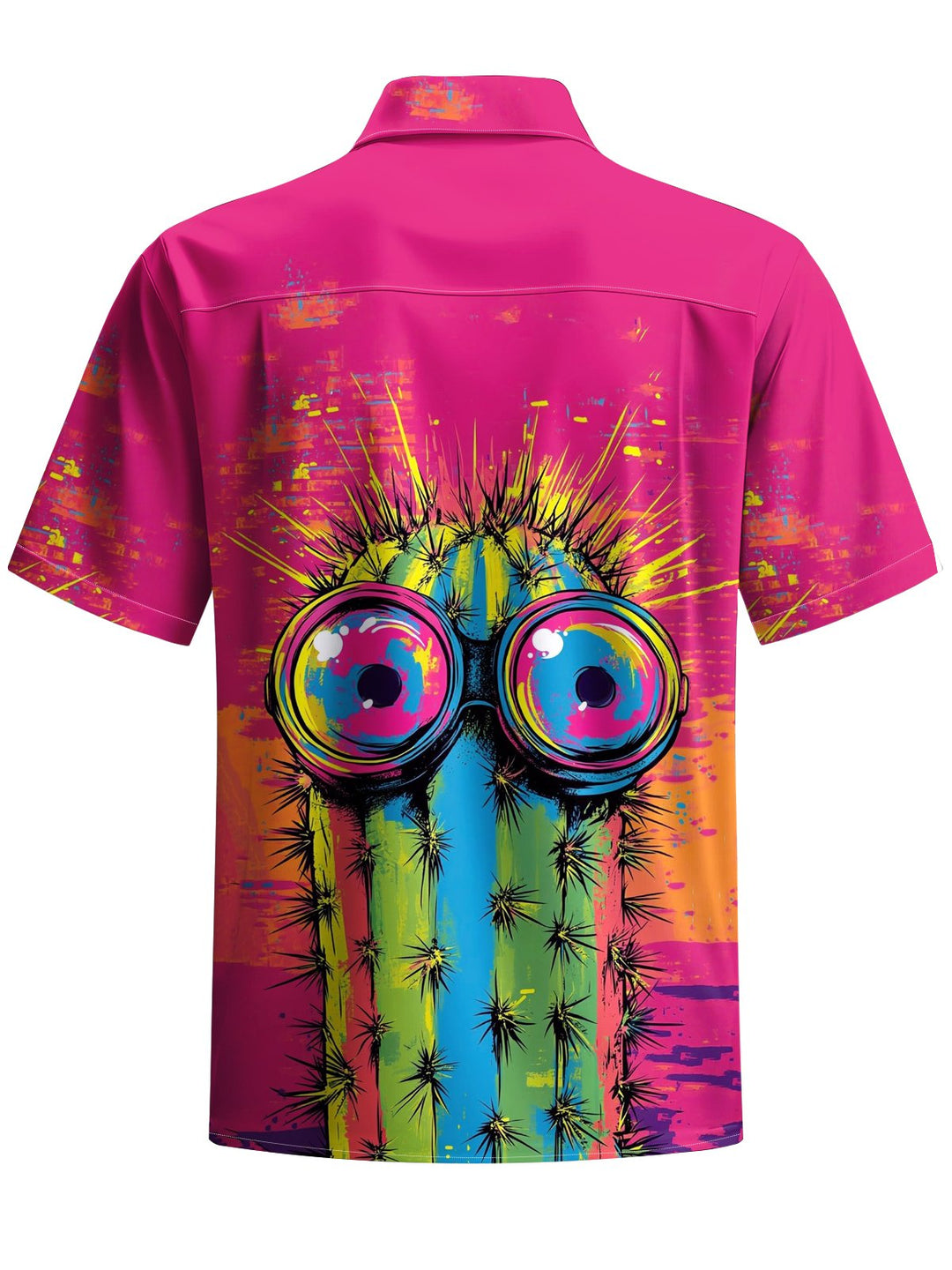 Alohadaddy® Vintage Cactus Expression Art Print Chest Pocket Mens Short Sleeve Shirt Big &amp; Tall