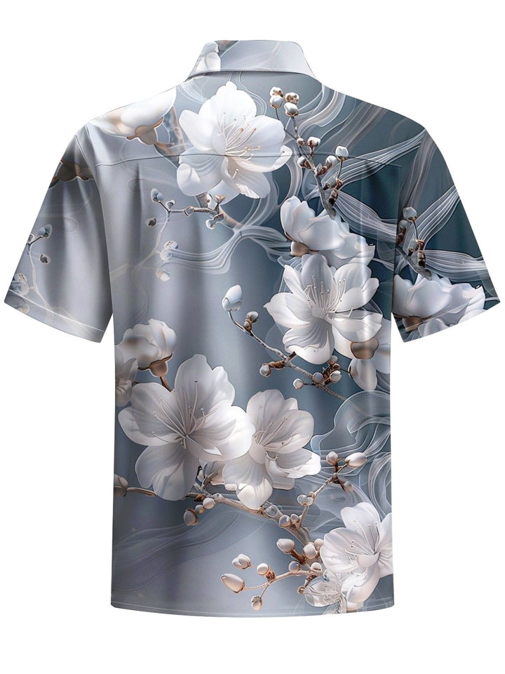 Alohadaddy® Hawaiian Floral Art Print Chest Pocket Men&