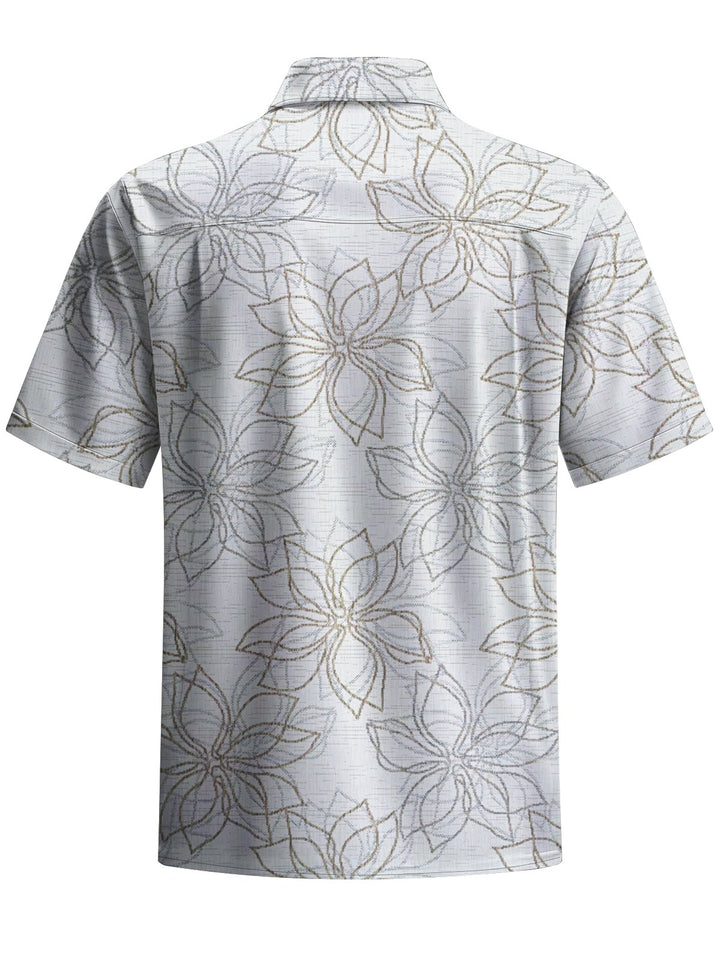 Alohadaddy® Casual Floral Art Print Chest Pocket Men&