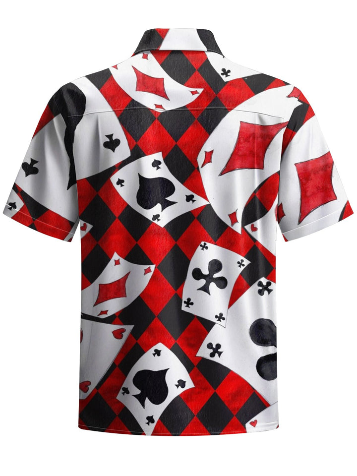 Alohadaddy® Casual Card Geometric Contrast Art Print Chest Pocket Men&
