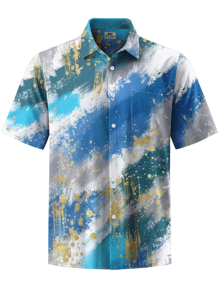 Alohadaddy® Hawaiian Abstract Painting Print Art Chest Pocket Men&