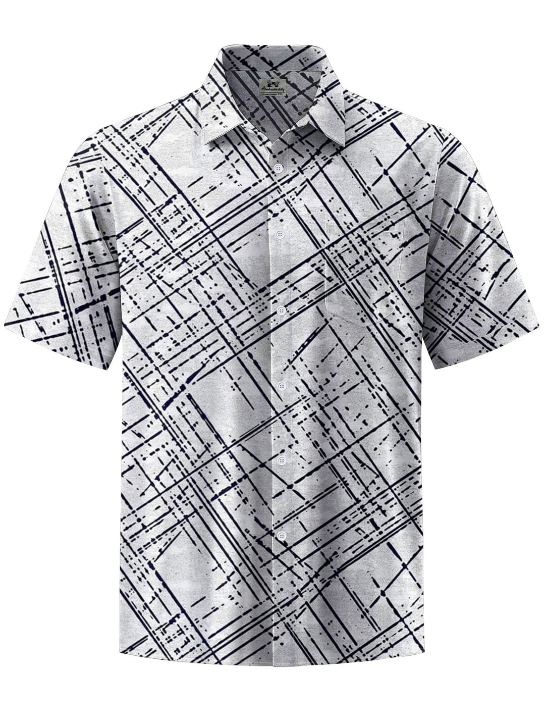 Alohadaddy® Casual Vintage Stripe Art Print Chest Pocket Men&