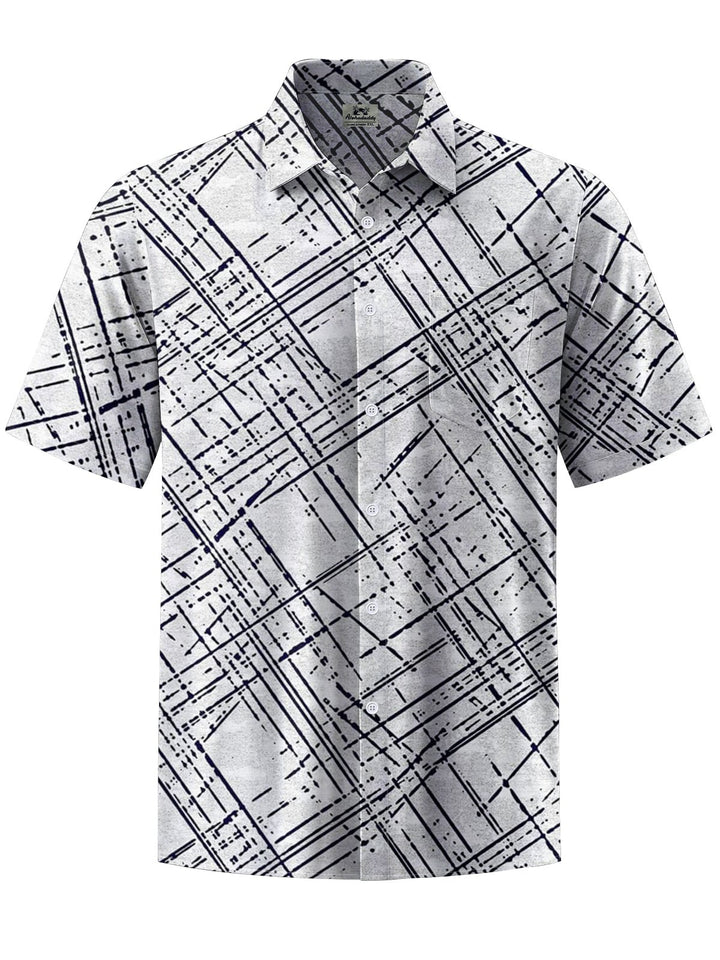 Alohadaddy® Casual Vintage Stripe Art Print Chest Pocket Men&