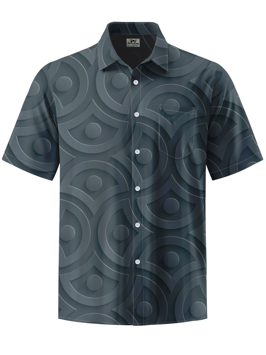 Alohadaddy® Casual Geometric Art Print Chest Pocket Stretch Men&