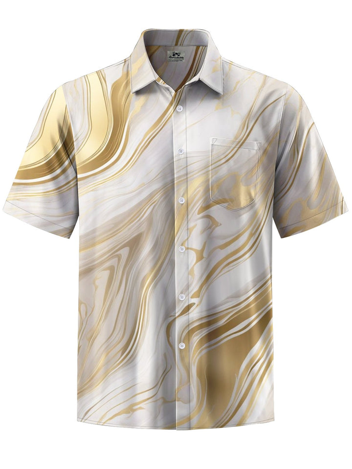 Alohadaddy® Casual Abstract Marble Print Art Pocket Stretch Men&