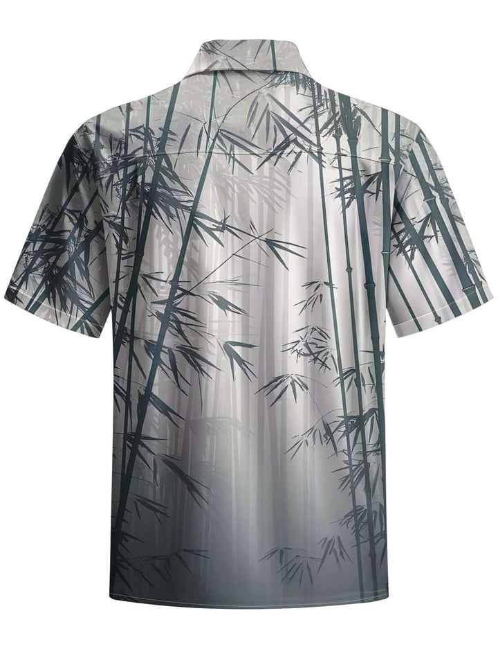 Alohadaddy® Casual Bamboo Art Print Chest Pocket Stretch Men&