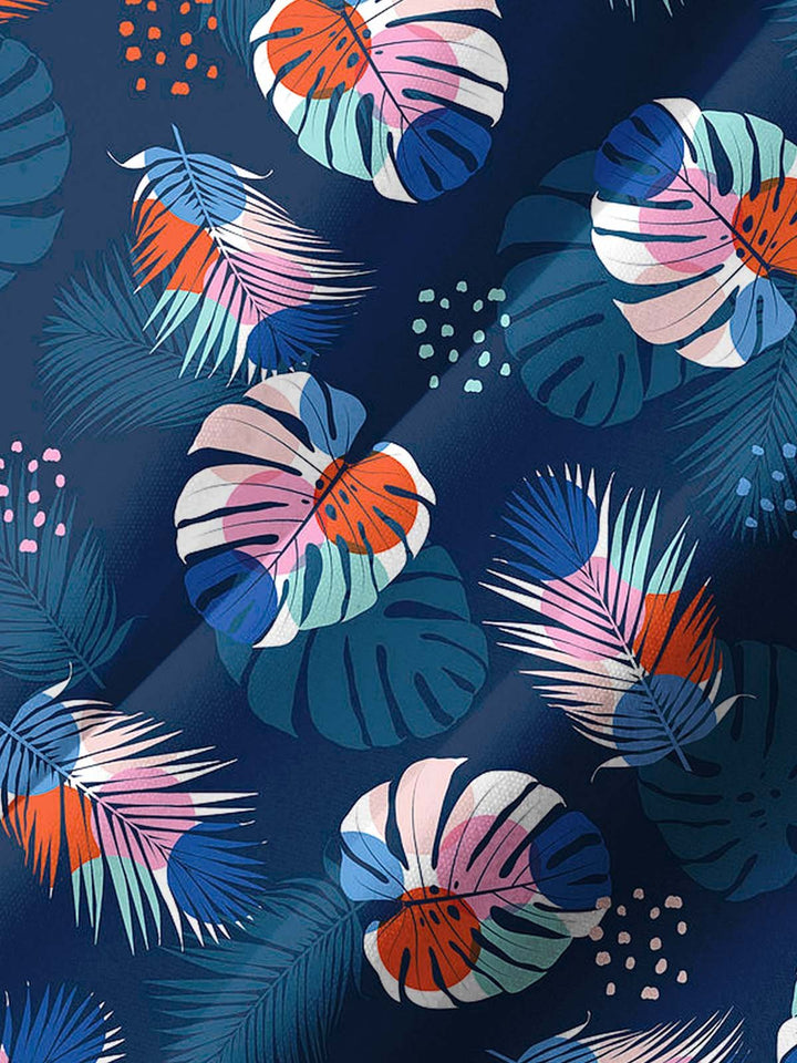 Alohadaddy® Hawaiian Palm Leaf Art Print with Elastic Pockets for Men&