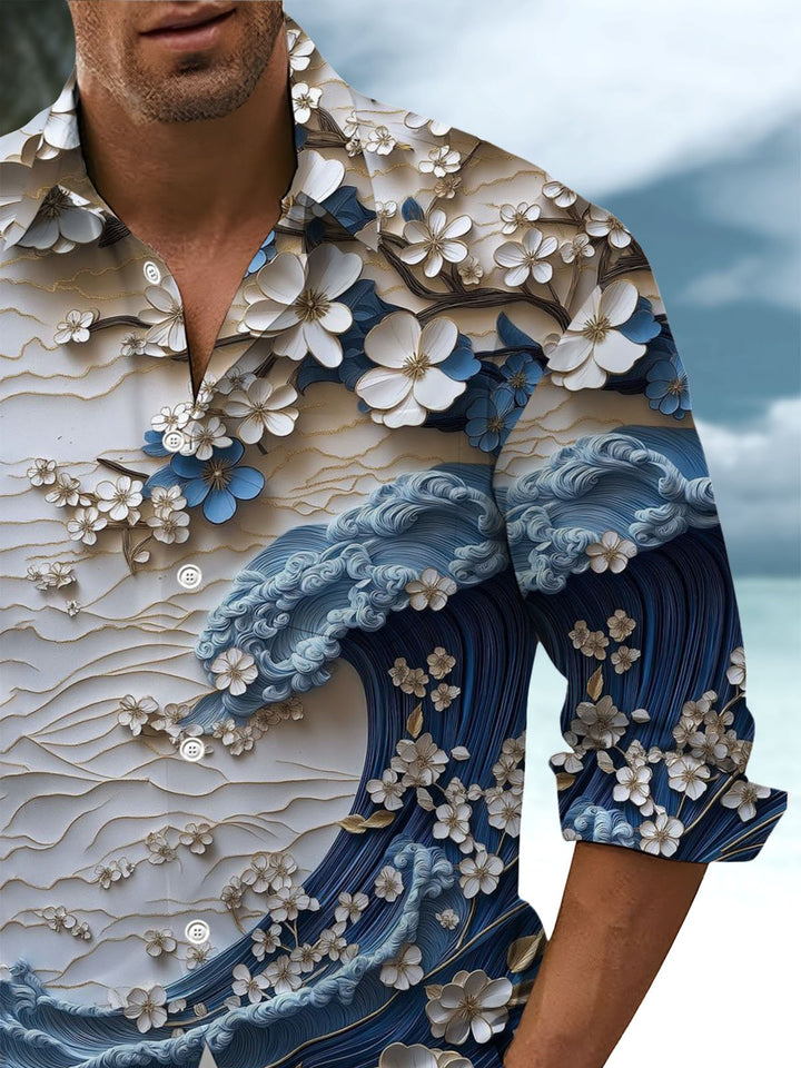 Alohadaddy® Casual Wave Floral Print Pocket Stretch Men&