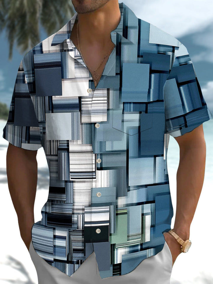 Alohadaddy® Casual Geometric Print Art Pocket Stretch Men&