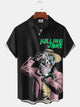 Alohadaddy® Vintage The Killing Joke Abstract Print Pocket Elastic Button Men's Short Sleeve Shirt Big & Tall