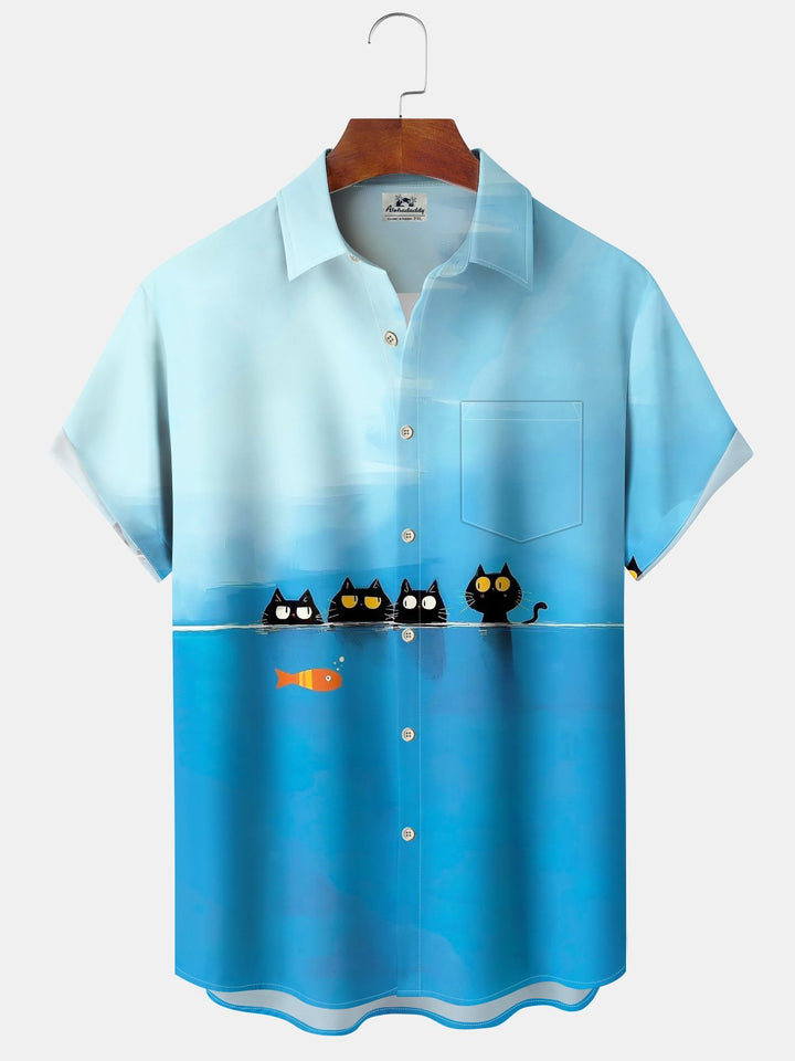 Alohadaddy® Hawaiian Ocean Fun Cat Print Men&