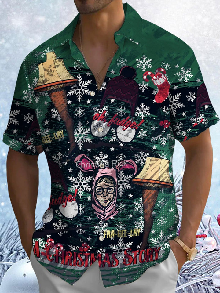 Alohadaddy® Christmas Graffiti Print Pocket Elastic Button Men&