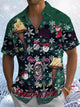 Alohadaddy® Christmas Graffiti Print Pocket Elastic Button Men's Short Sleeve Shirt Big & Tall